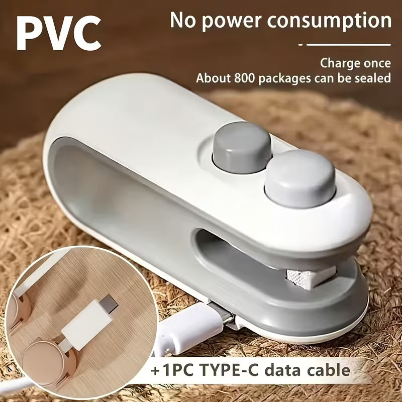 Ручной мини-вакууматор USB перезаряжаемый | Запайщик пакетов магнитный для продуктов, чипсов и кофе | Защита от влаги
